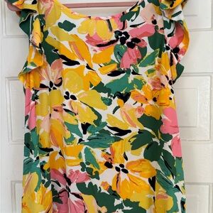 LOFT Multicolor Floral Ruffle Blouse